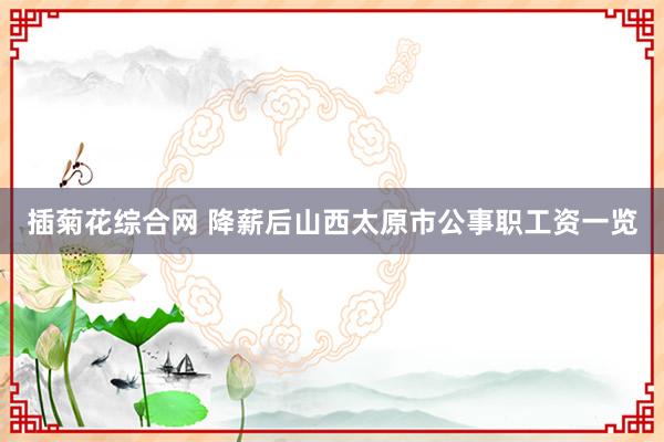 插菊花综合网 降薪后山西太原市公事职工资一览